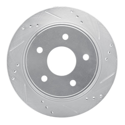 R1 97-05 Chevrolet Blazer Rear Right Drilled & Slotted Silver Brake Rotor