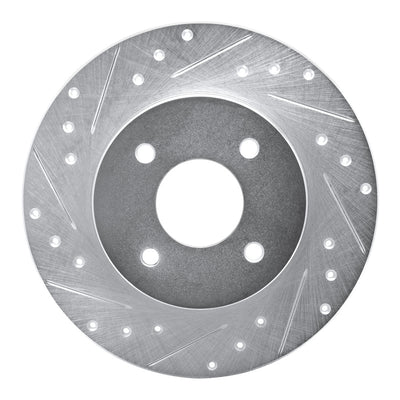 R1 84-85 Nissan 300ZX Rear Left Drilled & Slotted Silver Brake Rotor