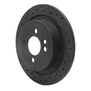 R1 09-14 Mini Cooper (Excl Clubman) Rear Left Drilled & Slotted Black Brake Rotor