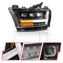 ANZO 19-24 RAM 1500 (New Body/OE Halogen) Full LED Proj Headlights DRL/SeqSig Black - Driver Side