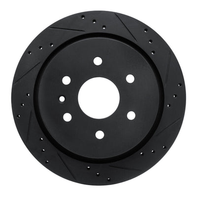 R1 13-19 Cadillac XTS Rear Right Drilled & Slotted Black Brake Rotor