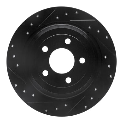 R1 15-23 Ford Mustang Rear Left Drilled & Slotted Black Brake Rotor