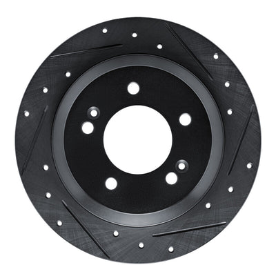 R1 14-23 Hyundai Kona Rear Right Drilled & Slotted Black Brake Rotor