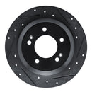 R1 14-23 Hyundai Kona Rear Right Drilled & Slotted Black Brake Rotor