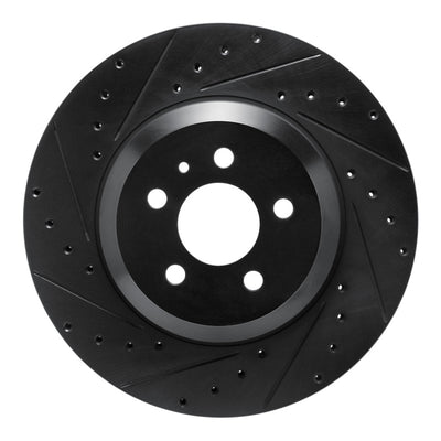 R1 17-25 Tesla Model 3 Front Left Drilled & Slotted Black Brake Rotor