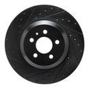 R1 17-25 Tesla Model 3 Front Left Drilled & Slotted Black Brake Rotor