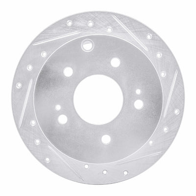 R1 04-12 Mitsubishi Eclipse Rear Right Drilled & Slotted Silver Brake Rotor