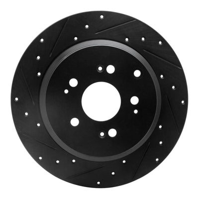 R1 07-17 Acura ZDX Rear Left Drilled & Slotted Black Brake Rotor