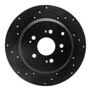 R1 07-17 Acura ZDX Rear Left Drilled & Slotted Black Brake Rotor