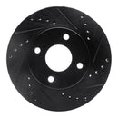 R1 1995-2004 Ford CONTOUR Front Right Drilled & Slotted Black Brake Rotor