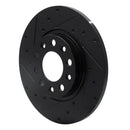 R1 2014-2022 Chrysler 200 Rear Left Drilled & Slotted Black Brake Rotor