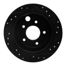 R1 95-02 Mazda Millenia Rear Left Drilled & Slotted Black Brake Rotor