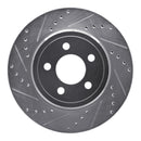 R1 05-23 Chrysler 300 Rear Left Drilled & Slotted Silver Brake Rotor