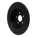 R1 15-24 Ford Fusion Rear Left Drilled & Slotted Black Brake Rotor