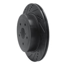 R1 05-07 Subaru Impreza Rear Left Drilled & Slotted Black Brake Rotor