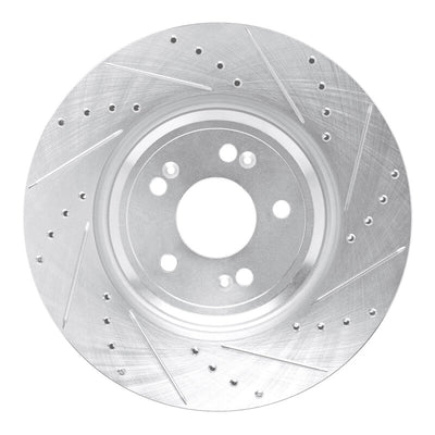 R1 21-25 Genesis GV70 Front Right Drilled & Slotted Silver Brake Rotor