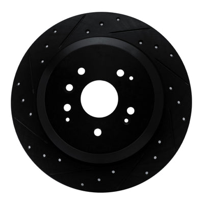 R1 14-16 Acura MDX Rear Left Drilled & Slotted Black Brake Rotor