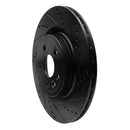 R1 2017-2020 Jaguar I-Pace Rear Right Drilled & Slotted Black Brake Rotor