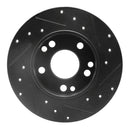 R1 83-89 Mercedes-Benz 190D Front Left Drilled & Slotted Black Brake Rotor