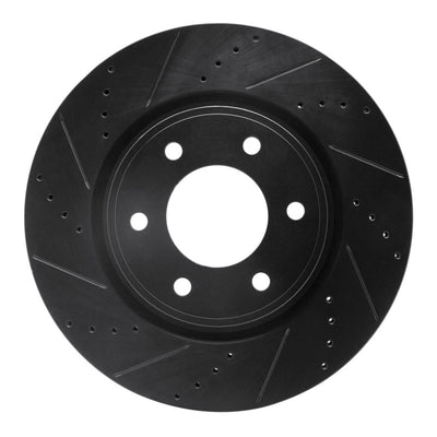R1 07-24 Infiniti QX56 Front Left Drilled & Slotted Black Brake Rotor