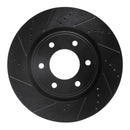 R1 07-24 Infiniti QX56 Front Left Drilled & Slotted Black Brake Rotor