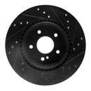 R1 98-09 Chrysler Crossfire Rear Left Drilled & Slotted Black Brake Rotor