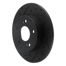 R1 94-04 Infiniti I30 Rear Left Drilled & Slotted Black Brake Rotor