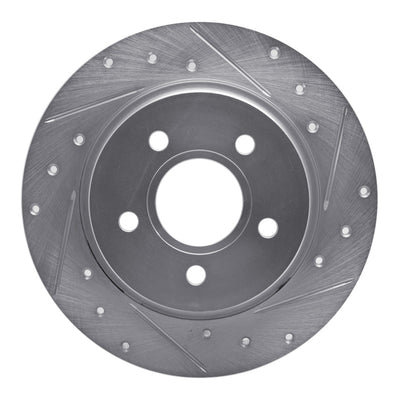 R1 12-18 Ford Focus Rear Right Drilled & Slotted Silver Brake Rotor