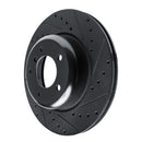 R1 09-16 BMW Z4 Front Right Drilled & Slotted Black Brake Rotor