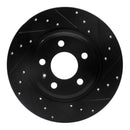 R1 09-25 Audi A4 Rear Right Drilled & Slotted Black Brake Rotor