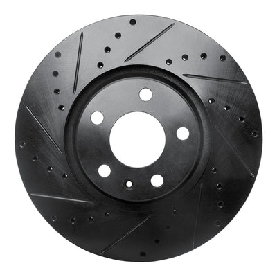 R1 05-11 Audi A6 Quattro Front Left Drilled & Slotted Black Brake Rotor