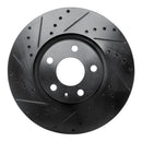 R1 05-11 Audi A6 Quattro Front Left Drilled & Slotted Black Brake Rotor