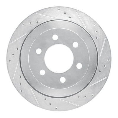 R1 07-17 Ford Expedition Rear Right Drilled & Slotted Silver Brake Rotor