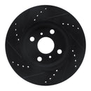 R1 06-19 Scion IQ Front Right Drilled & Slotted Black Brake Rotor