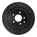 R1 07-15 Infiniti Q60 Rear Left Drilled & Slotted Black Brake Rotor