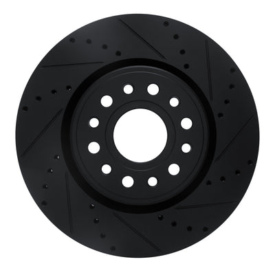 R1 19-25 Ram 1500 Front Right Drilled & Slotted Black Brake Rotor