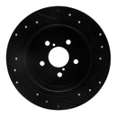 R1 05-09 Subaru Legacy Rear Left Drilled & Slotted Black Brake Rotor