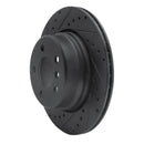 R1 02-06 BMW X5 Rear Left Drilled & Slotted Black Brake Rotor