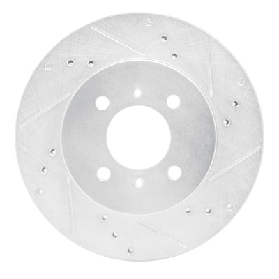 R1 98-07 Mitsubishi Lancer Front Right Drilled & Slotted Silver Brake Rotor