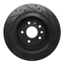 R1 02-10 Saab 9-5 Rear Left Drilled & Slotted Black Brake Rotor