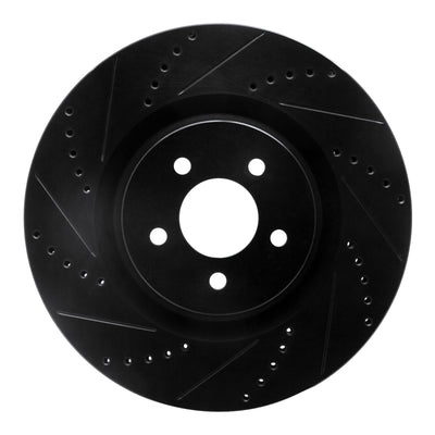 R1 07-14 Ford Mustang Front Left Drilled & Slotted Black Brake Rotor
