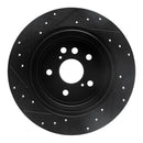 R1 04-05 Toyota RAV4 Rear Right Drilled & Slotted Black Brake Rotor