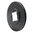 R1 82-85 Toyota Celica Front Left Drilled & Slotted Black Brake Rotor