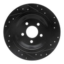 R1 15-23 Ford Mustang Front & Rear Drilled & Slotted Black Brake Rotor Set
