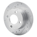 R1 82-98 Audi Cabriolet Rear Left Drilled & Slotted Silver Brake Rotor