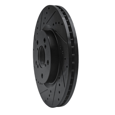 R1 09-14 Acura TL Front Drilled & Slotted Black Brake Rotor Set