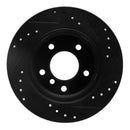 R1 03-06 BMW Z4 Rear Left Drilled & Slotted Black Brake Rotor