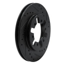 R1 85-97 Nissan D21 Pickup RWD (4 Cyl Excl HD) Front Right Drilled & Slotted Black Brake Rotor