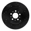 R1 03-14 Volvo XC90 Rear Left Drilled & Slotted Black Brake Rotor