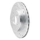 R1 93-98 Ford Thunderbird Rear Right Drilled & Slotted Silver Brake Rotor
